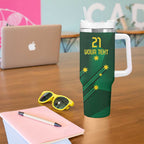 Australia Kangaroo Custom Tumbler With Handle Aussie National Color Sporty Pattern