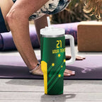 Australia Kangaroo Custom Tumbler With Handle Aussie National Color Sporty Pattern
