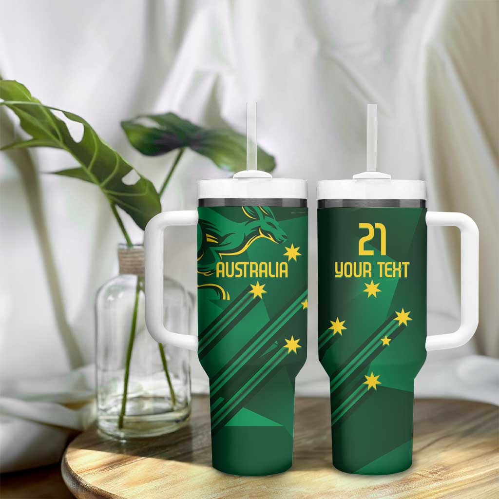 Australia Kangaroo Custom Tumbler With Handle Aussie National Color Sporty Pattern