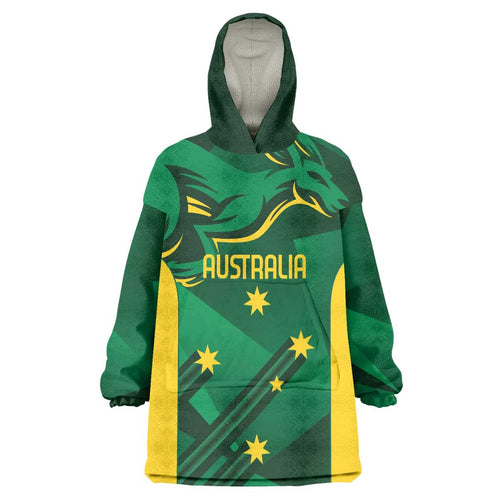Australia Kangaroo Custom Wearable Blanket Hoodie Aussie National Color Sporty Pattern