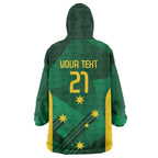 Australia Kangaroo Custom Wearable Blanket Hoodie Aussie National Color Sporty Pattern