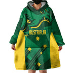 Australia Kangaroo Custom Wearable Blanket Hoodie Aussie National Color Sporty Pattern