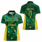 Australia Kangaroo Custom Women Polo Shirt Aussie National Color Sporty Pattern