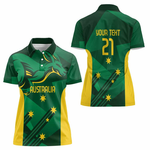 Australia Kangaroo Custom Women Polo Shirt Aussie National Color Sporty Pattern