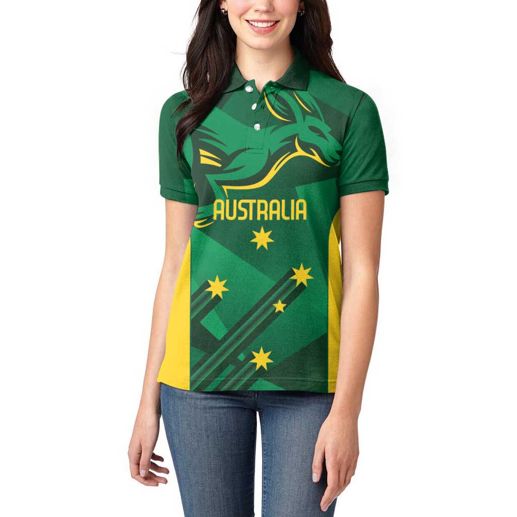 Australia Kangaroo Custom Women Polo Shirt Aussie National Color Sporty Pattern