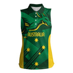 Australia Kangaroo Custom Women Sleeveless Polo Shirt Aussie National Color Sporty Pattern