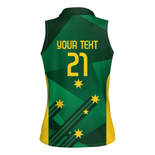 Australia Kangaroo Custom Women Sleeveless Polo Shirt Aussie National Color Sporty Pattern