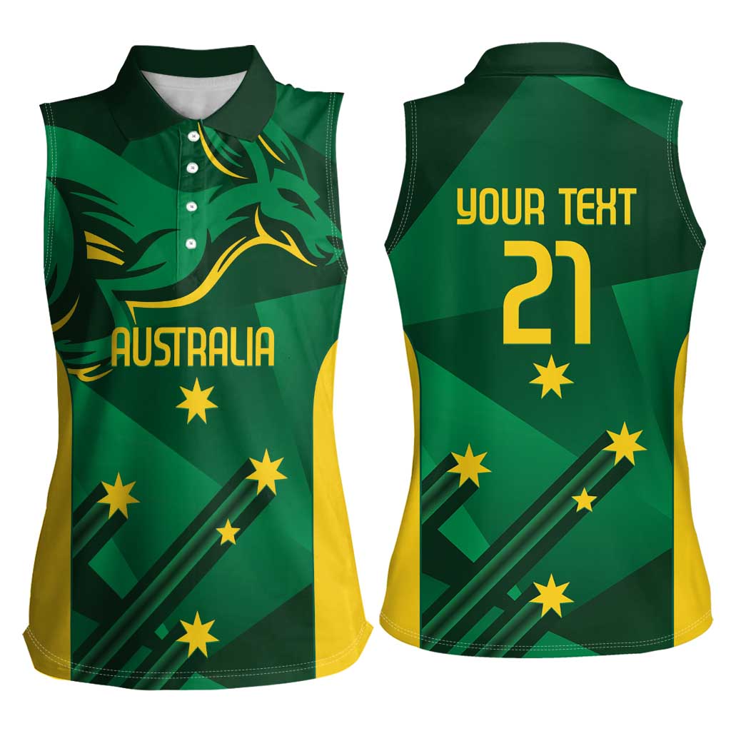 Australia Kangaroo Custom Women Sleeveless Polo Shirt Aussie National Color Sporty Pattern