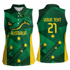 Australia Kangaroo Custom Women Sleeveless Polo Shirt Aussie National Color Sporty Pattern
