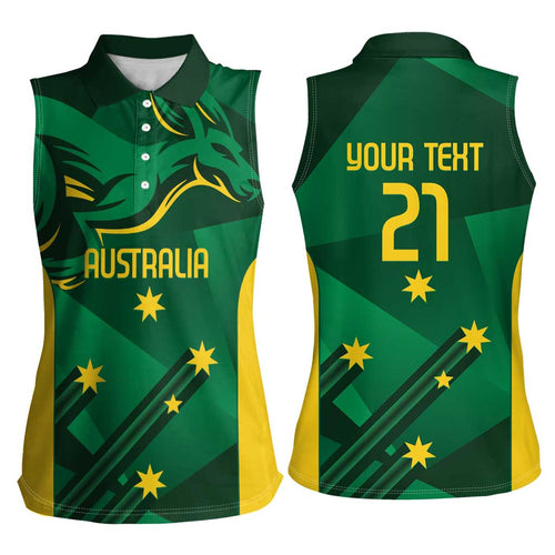 Australia Kangaroo Custom Women Sleeveless Polo Shirt Aussie National Color Sporty Pattern