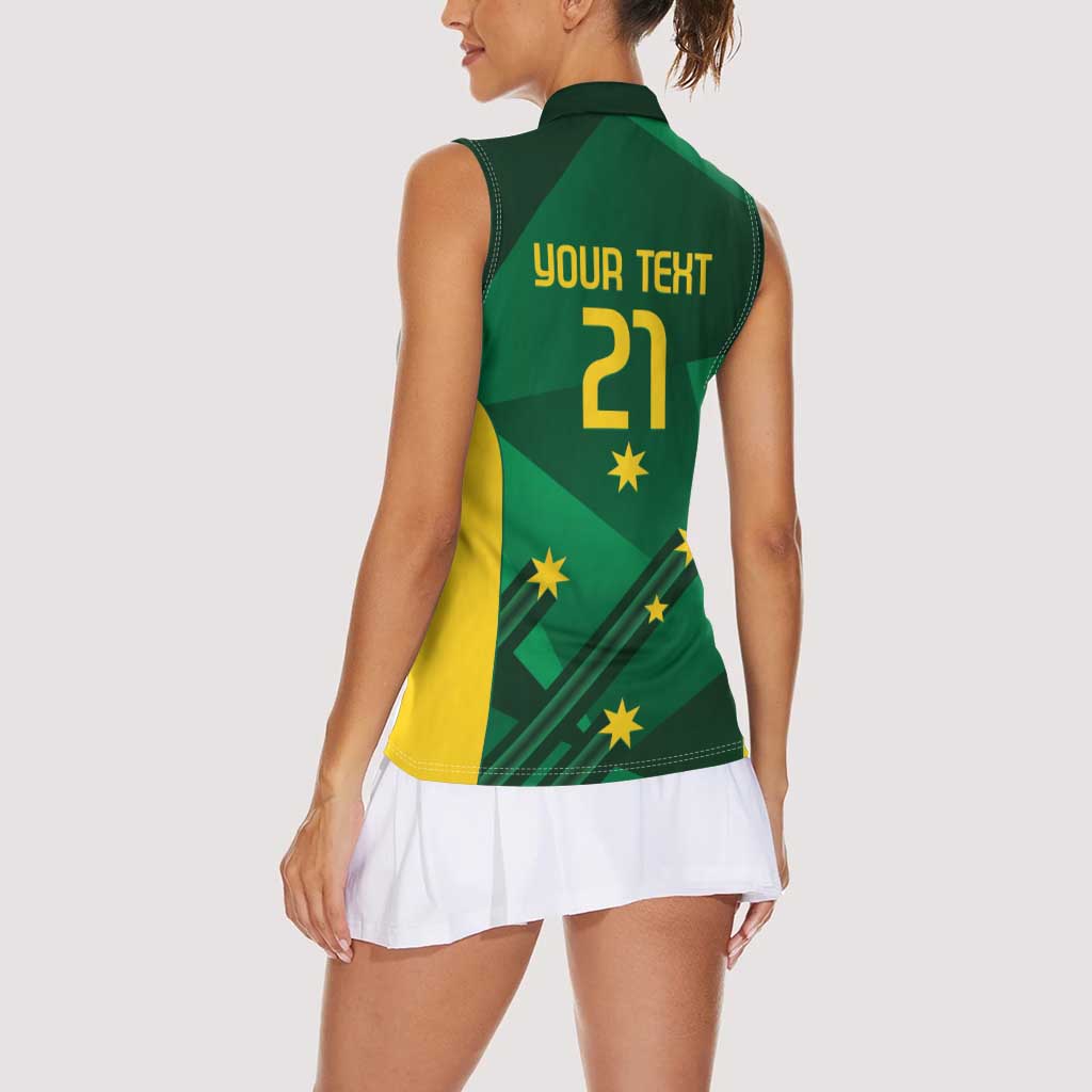 Australia Kangaroo Custom Women Sleeveless Polo Shirt Aussie National Color Sporty Pattern