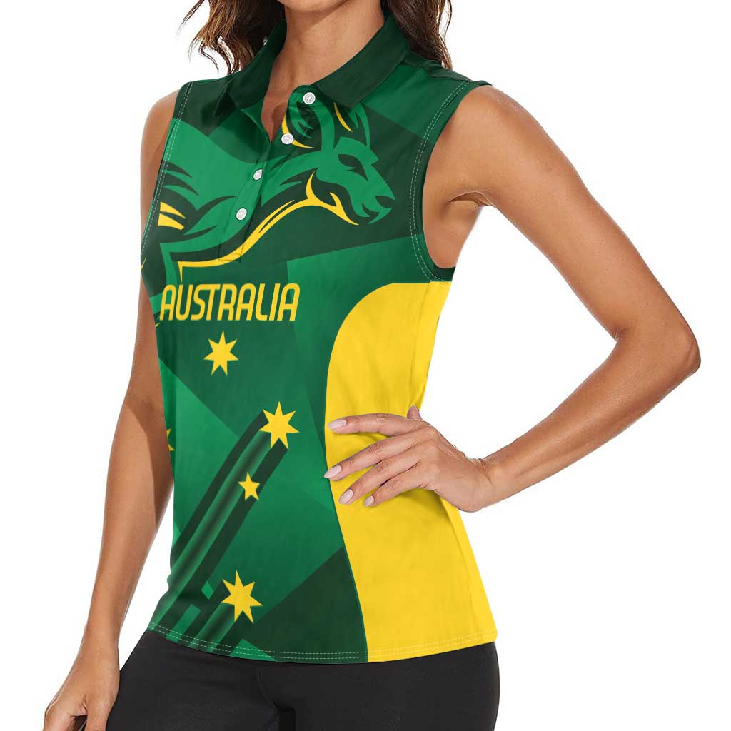Australia Kangaroo Custom Women Sleeveless Polo Shirt Aussie National Color Sporty Pattern