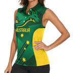 Australia Kangaroo Custom Women Sleeveless Polo Shirt Aussie National Color Sporty Pattern