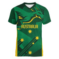 Australia Kangaroo Custom Women V-Neck T-Shirt Aussie National Color Sporty Pattern