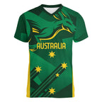 Australia Kangaroo Custom Women V-Neck T-Shirt Aussie National Color Sporty Pattern