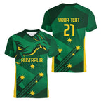 Australia Kangaroo Custom Women V-Neck T-Shirt Aussie National Color Sporty Pattern