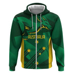 Australia Kangaroo Custom Zip Hoodie Aussie National Color Sporty Pattern