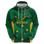 Australia Kangaroo Custom Zip Hoodie Aussie National Color Sporty Pattern