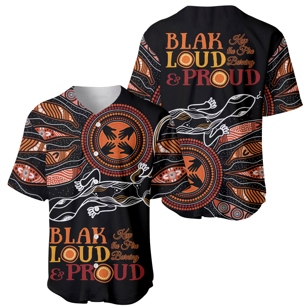 Australia NAIDOC 2024 Baseball Jersey Blak Loud and Proud Aboriginal Lizard Art
