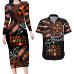Australia NAIDOC 2024 Couples Matching Long Sleeve Bodycon Dress and Hawaiian Shirt Blak Loud and Proud Aboriginal Lizard Art