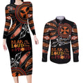 Australia NAIDOC 2024 Couples Matching Long Sleeve Bodycon Dress and Long Sleeve Button Shirt Blak Loud and Proud Aboriginal Lizard Art