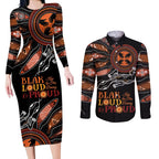 Australia NAIDOC 2024 Couples Matching Long Sleeve Bodycon Dress and Long Sleeve Button Shirt Blak Loud and Proud Aboriginal Lizard Art
