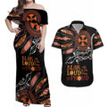 Australia NAIDOC 2024 Couples Matching Off Shoulder Maxi Dress and Hawaiian Shirt Blak Loud and Proud Aboriginal Lizard Art