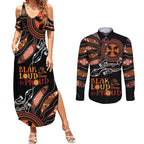 Australia NAIDOC 2024 Couples Matching Summer Maxi Dress and Long Sleeve Button Shirt Blak Loud and Proud Aboriginal Lizard Art
