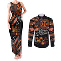 Australia NAIDOC 2024 Couples Matching Tank Maxi Dress and Long Sleeve Button Shirt Blak Loud and Proud Aboriginal Lizard Art