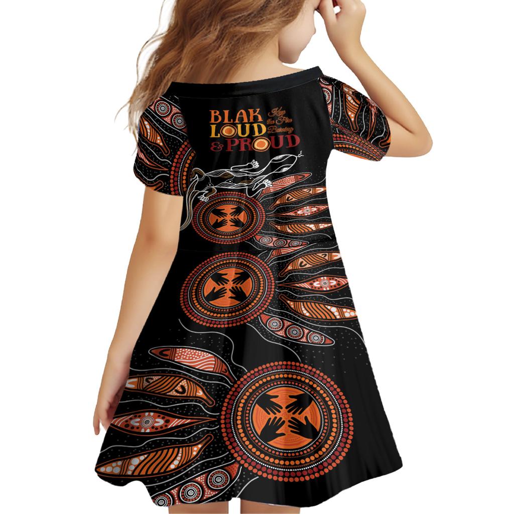 Australia NAIDOC 2024 Family Matching Long Sleeve Bodycon Dress and Hawaiian Shirt Blak Loud and Proud Aboriginal Lizard Art