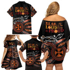 Australia NAIDOC 2024 Family Matching Off Shoulder Short Dress and Hawaiian Shirt Blak Loud and Proud Aboriginal Lizard Art