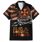 Australia NAIDOC 2024 Family Matching Off Shoulder Short Dress and Hawaiian Shirt Blak Loud and Proud Aboriginal Lizard Art