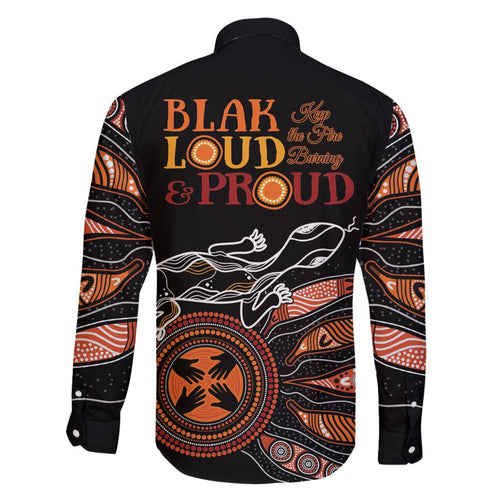 Australia NAIDOC 2024 Family Matching Off Shoulder Short Dress and Hawaiian Shirt Blak Loud and Proud Aboriginal Lizard Art