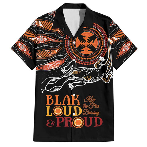 Australia NAIDOC 2024 Family Matching Puletasi and Hawaiian Shirt Blak Loud and Proud Aboriginal Lizard Art