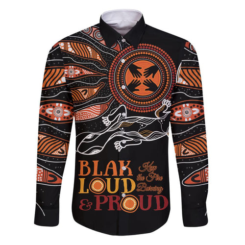 Australia NAIDOC 2024 Family Matching Puletasi and Hawaiian Shirt Blak Loud and Proud Aboriginal Lizard Art