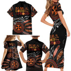 Australia NAIDOC 2024 Family Matching Short Sleeve Bodycon Dress and Hawaiian Shirt Blak Loud and Proud Aboriginal Lizard Art
