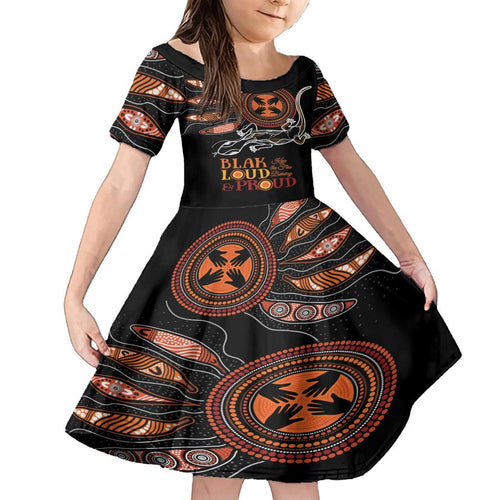 Australia NAIDOC 2024 Family Matching Summer Maxi Dress and Hawaiian Shirt Blak Loud and Proud Aboriginal Lizard Art