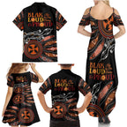 Australia NAIDOC 2024 Family Matching Summer Maxi Dress and Hawaiian Shirt Blak Loud and Proud Aboriginal Lizard Art