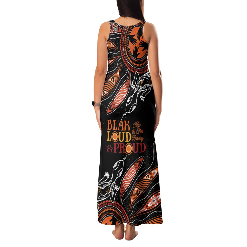 Australia NAIDOC 2024 Family Matching Tank Maxi Dress and Hawaiian Shirt Blak Loud and Proud Aboriginal Lizard Art