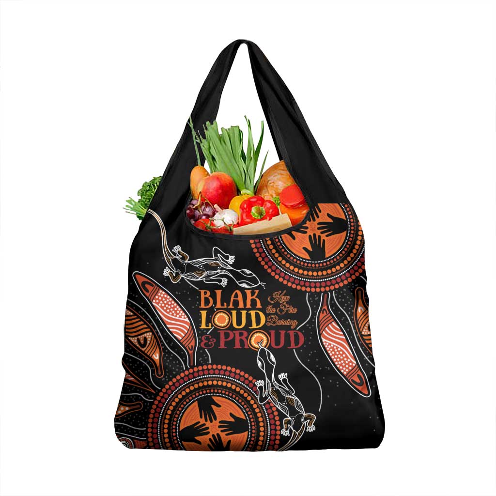 Australia NAIDOC 2024 Grocery Bag Blak Loud and Proud Aboriginal Lizard Art