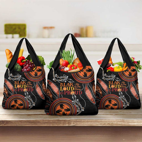Australia NAIDOC 2024 Grocery Bag Blak Loud and Proud Aboriginal Lizard Art