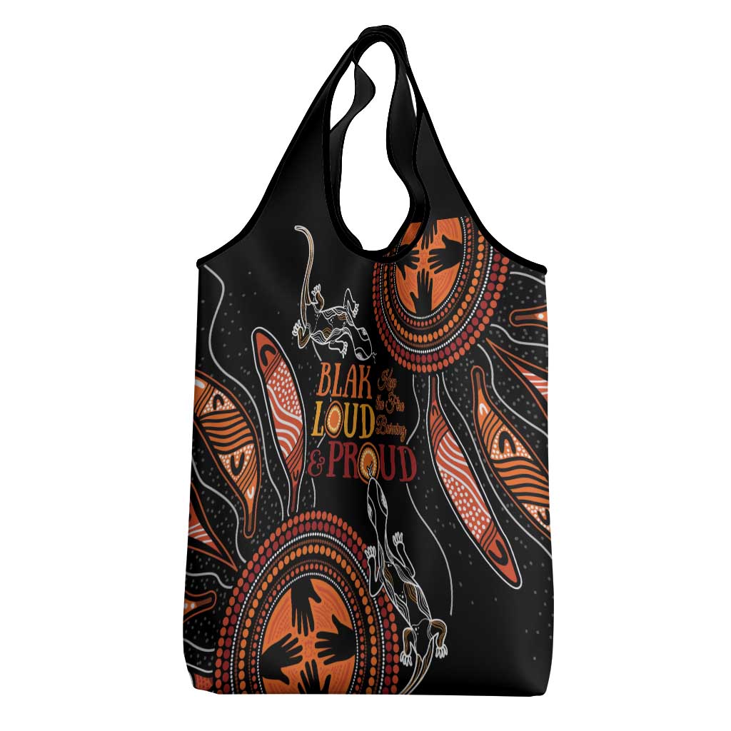 Australia NAIDOC 2024 Grocery Bag Blak Loud and Proud Aboriginal Lizard Art