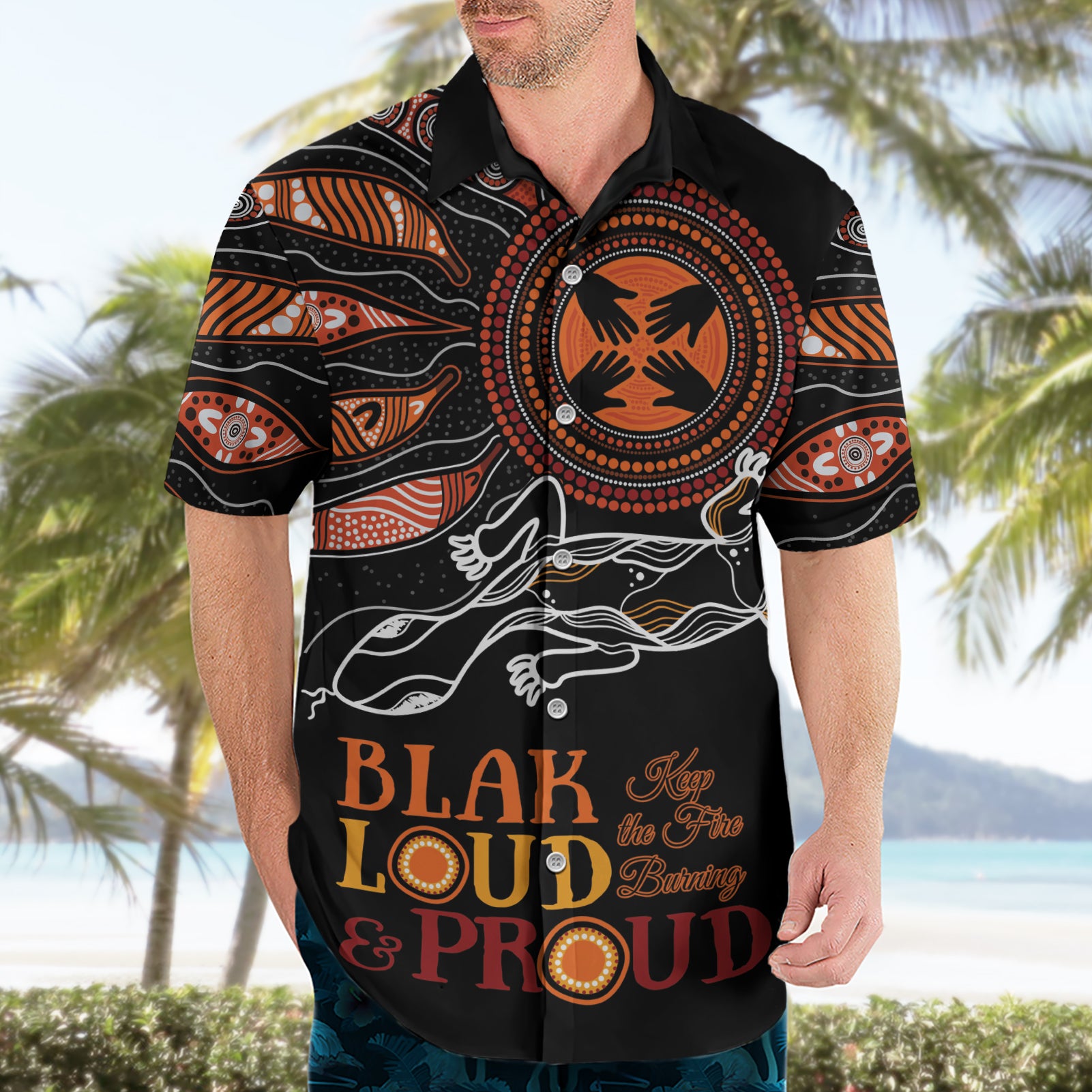 Australia NAIDOC 2024 Hawaiian Shirt Blak Loud and Proud Aboriginal Lizard Art