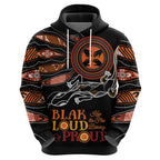 Australia NAIDOC 2024 Hoodie Blak Loud and Proud Aboriginal Lizard Art