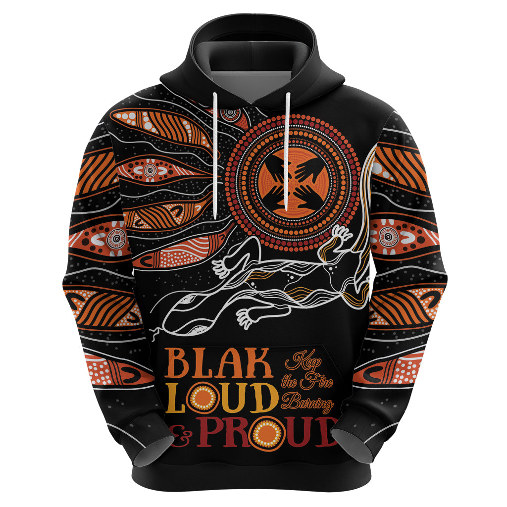 Australia NAIDOC 2024 Hoodie Blak Loud and Proud Aboriginal Lizard Art
