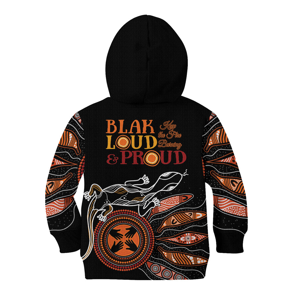 Australia NAIDOC 2024 Kid Hoodie Blak Loud and Proud Aboriginal Lizard Art