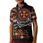 Australia NAIDOC 2024 Kid Polo Shirt Blak Loud and Proud Aboriginal Lizard Art