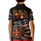 Australia NAIDOC 2024 Kid Polo Shirt Blak Loud and Proud Aboriginal Lizard Art