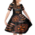 Australia NAIDOC 2024 Kid Short Sleeve Dress Blak Loud and Proud Aboriginal Lizard Art