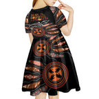 Australia NAIDOC 2024 Kid Short Sleeve Dress Blak Loud and Proud Aboriginal Lizard Art